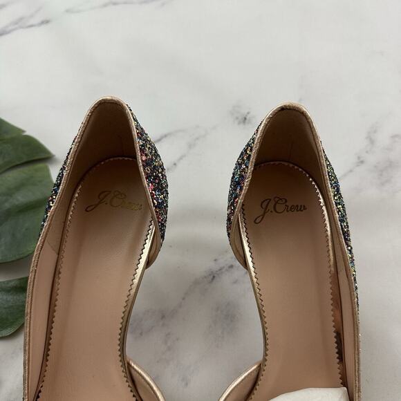 J.Crew D'Orsay Pump Heels Size 9.5 New Pink Green Glitter Point Toe Wicked - Picture 4 of 9